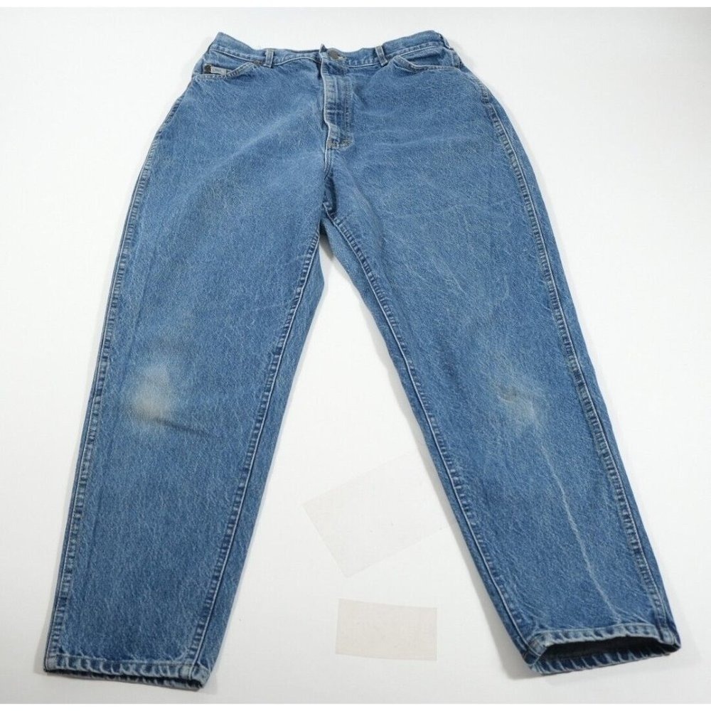 Lee Jeans Women 18 MED Blue Vintage High Waisted Relaxed Fit Tapered Made In USA